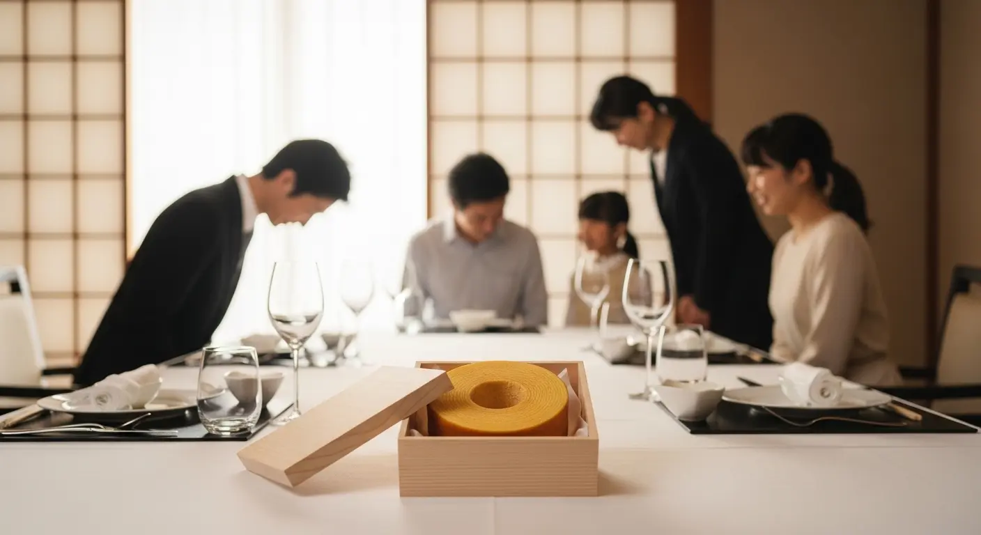 両家顔合わせの手土産にふさわしい熨斗付きの高級バームクーヘン