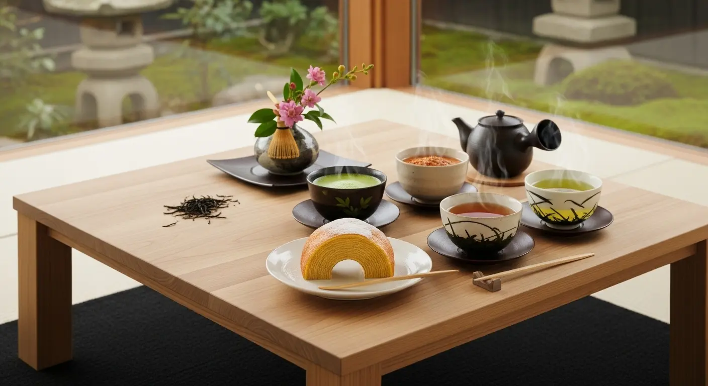 バームクーヘンとお茶の相性。お正月のおやつにぴったり。