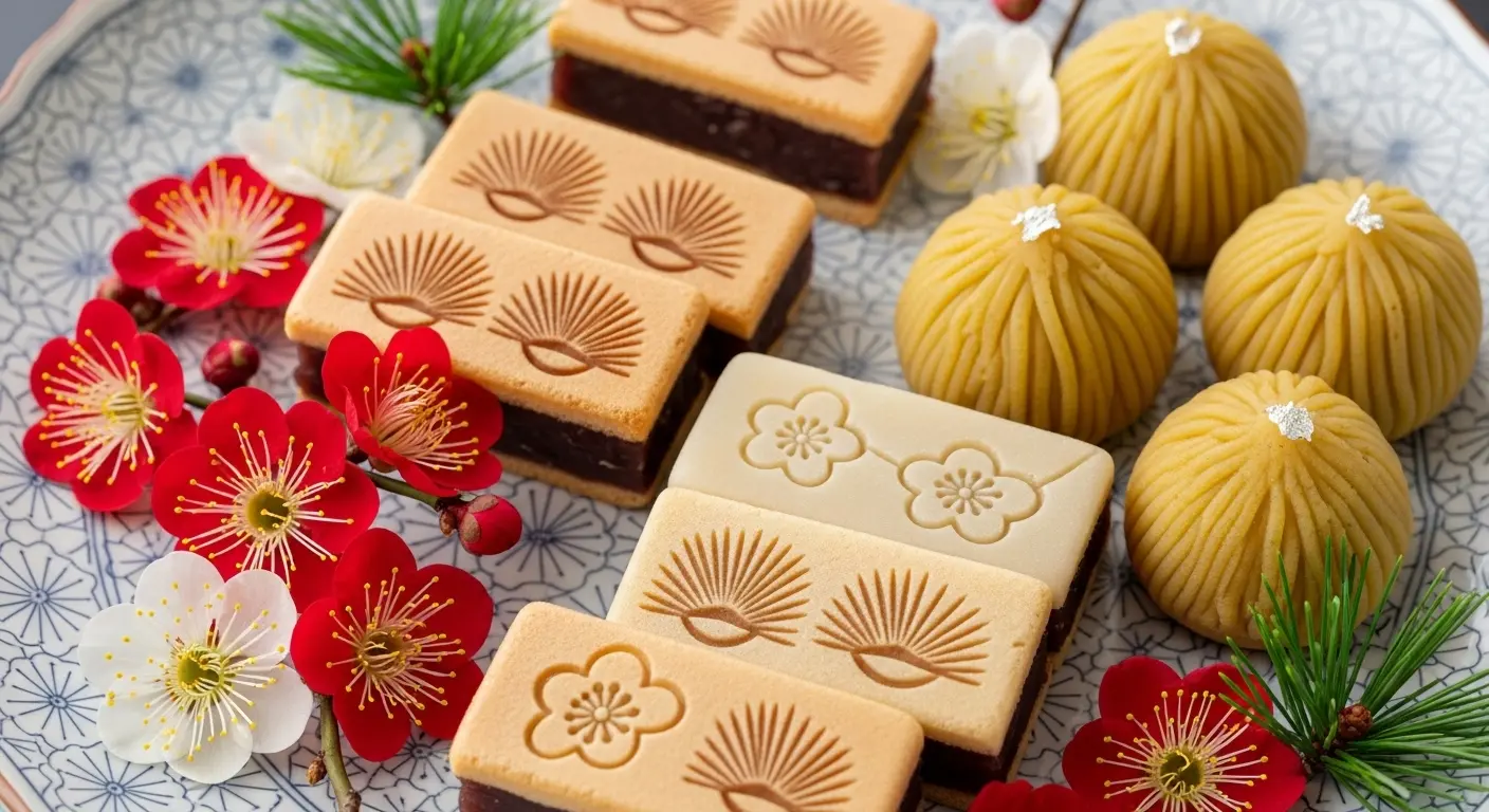 お正月の定番和菓子、上生菓子と最中。