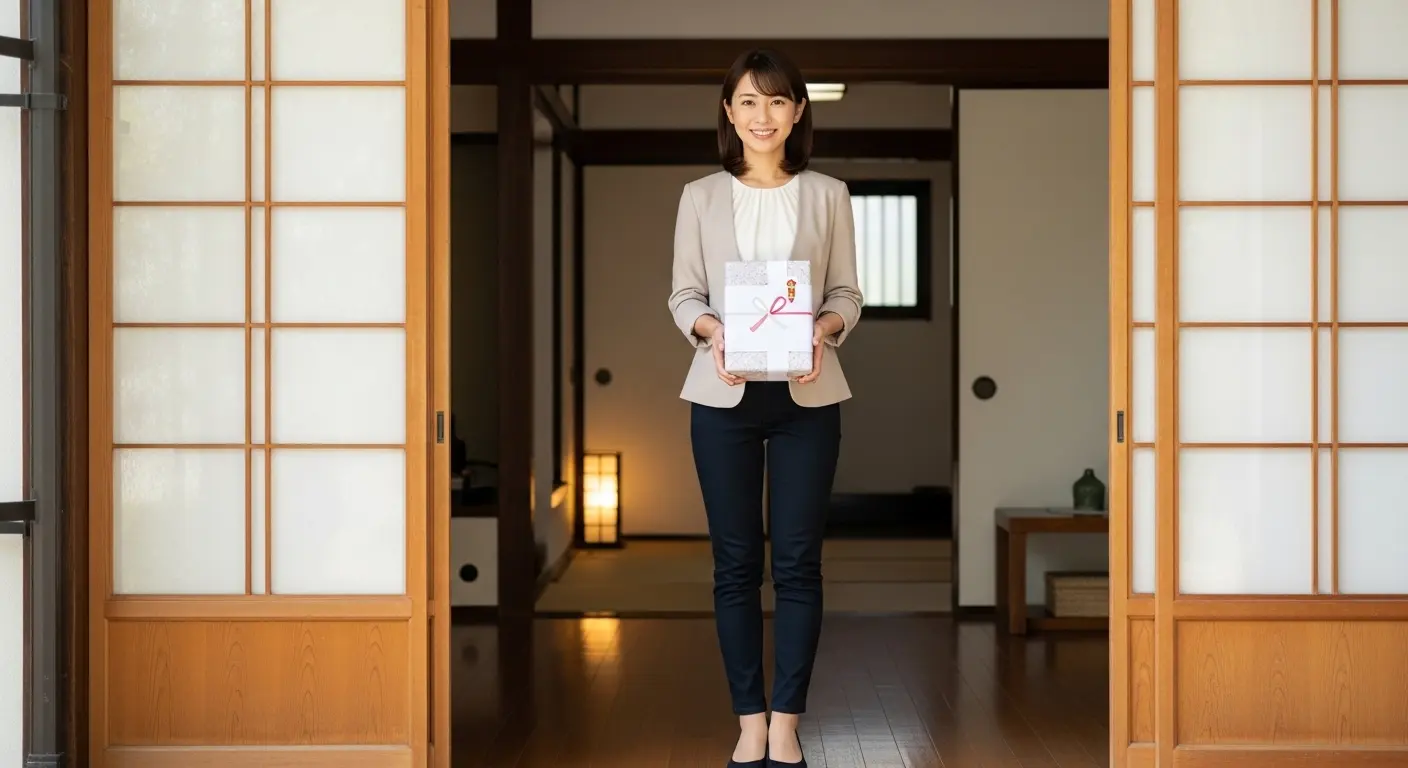 彼氏の実家へ手土産を持って初訪問する社会人女性